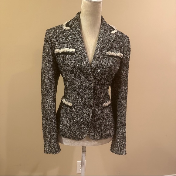 Talbots Tweed Fringe Hem Blazer - Picture 1 of 9